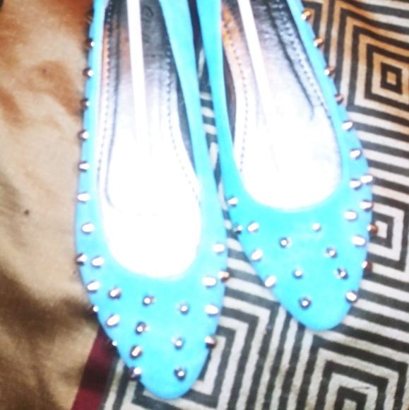 Shully's Turquoise Studded Flats - Picture 4 of 6